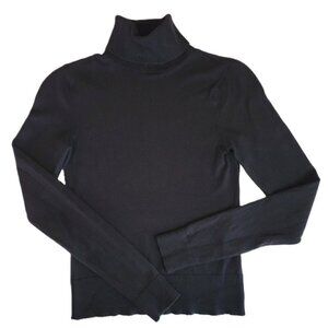 Halogen Soft Black Turtleneck Ribbed Cuffs & Waistband Women's Size Small